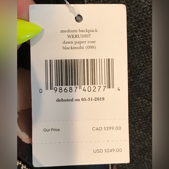 NWT Kate Spade Dawn Paper Rose Nylon Backpack 😍🌸 - Picture 5 of 14